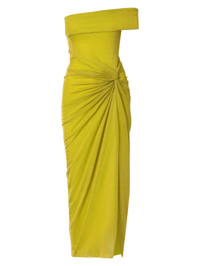 Shop Baobab Women's Valle De La Luna Aria Asymmetric Jersey Maxi Dress In Lime Punch