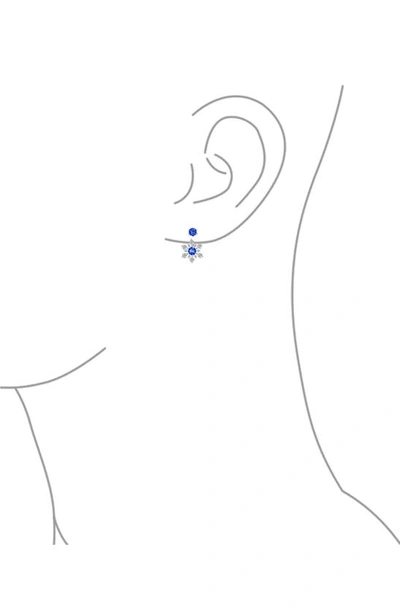 Bling Jewelry Sterling Silver Cz Snowflake Jacket Earrings In Dark Blue