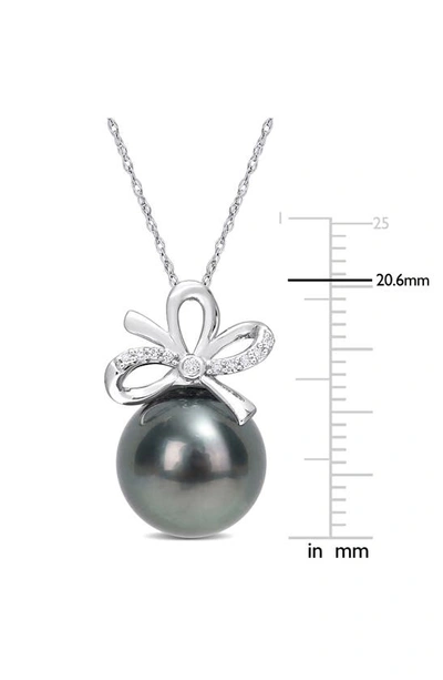 Shop Delmar Cultured Tahitian Pearl & Diamond Pendant Necklace In Black