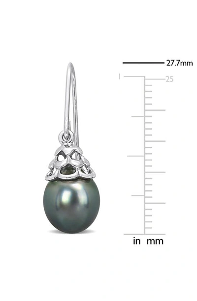 Delmar Sterling Silver 8–8.5mm Cultured Black Tahitian Pearl Drop Earrings In Black