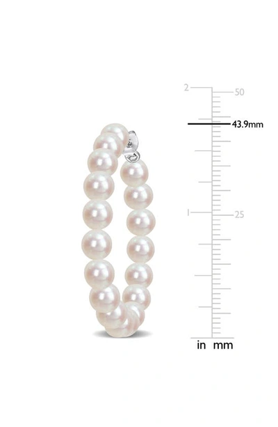 Shop Delmar Cultured Freshwater Pearl Hoop Earrings In White