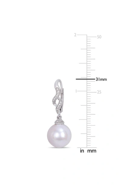 Delmar Cultured Freshwater Pearl & Diamond Drop Earrings In White