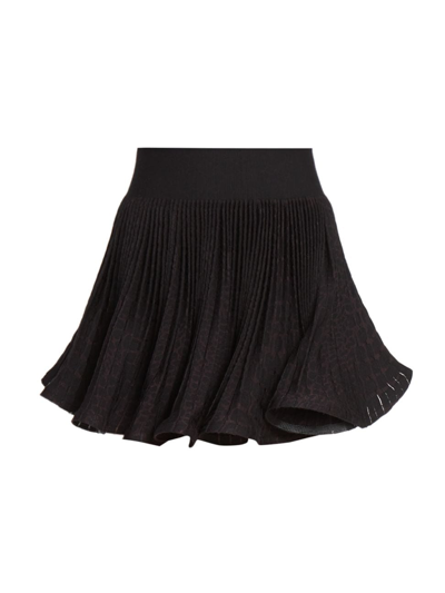 Shop Alaïa Women's Pleated Crocodile-print Miniskirt In Black Brown