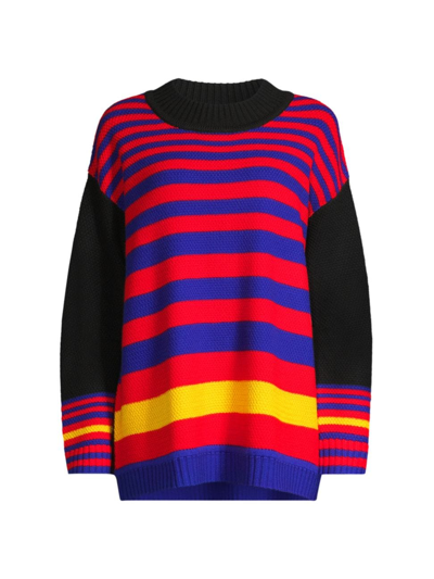 Shop Victor Glemaud Women's Striped Mock Turtleneck Sweater In Neutral