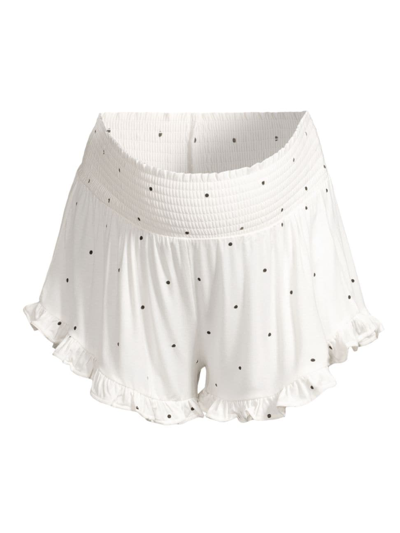 Shop Nom Maternity Women's Fleur Polka Dot Shorts In Gardenia Dot