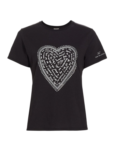 Shop Cinq À Sept Women's Love Letter Rhinestone T-shirt In Black White