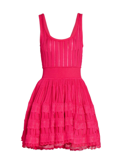 Shop Alaïa Women's Pleated Crinoline Minidress In Bougainvillea