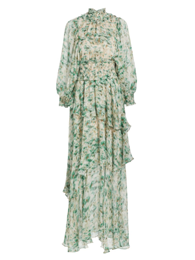 Shop Elliatt Women's Joplin Smocked Floral Maxi Dress In Green Multi