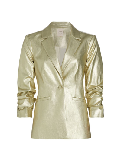 Shop Cinq À Sept Women's Kyliesnake Metallic Blazer In Light Gold