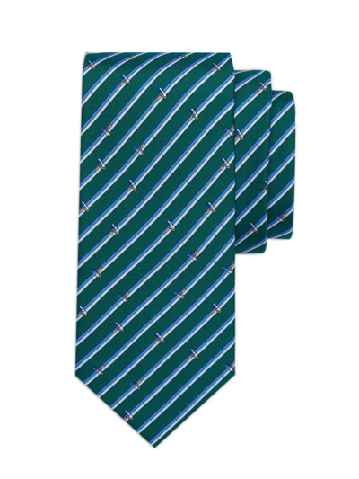 Shop Ferragamo Men's Paint Roller Striped Silk Tie In Green