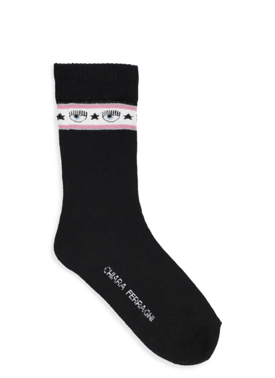Shop Chiara Ferragni Eyestar Socks In Black