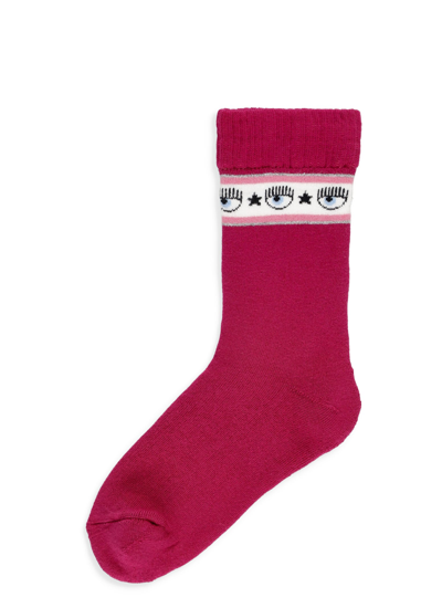 Shop Chiara Ferragni Eyestar Socks In Fuchsia