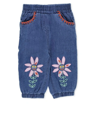 Shop Stella Mccartney Pants With Embroideries In Blue