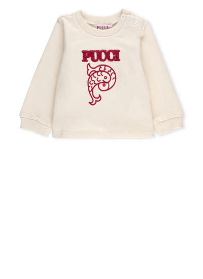 Shop Pucci Sweatshirt With Logo In Ivory