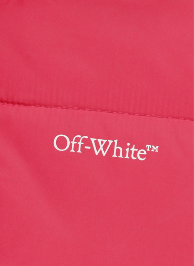 Shop Off-white Short Padded Jacket With Logo In Fuchsia