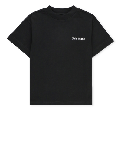 Shop Palm Angels Logoed T-shirt In Black