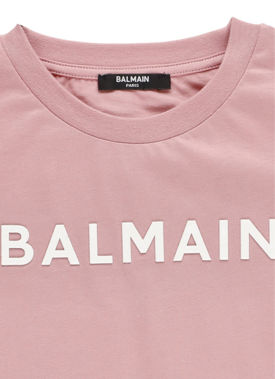 Shop Balmain Logod T-shirt In Pink