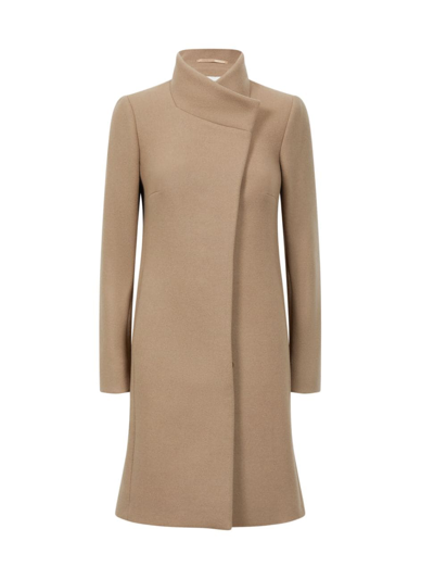 Shop Reiss Women's Mia Long Wool-blend Coat In Camel