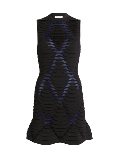 Shop Alaïa Women's Three-dimensional Python Minidress In Black
