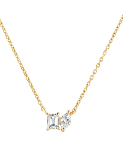 Shop 770 Fine Jewelry Women's Multishape 14k Yellow Gold & 0.40 Tcw Diamond Pendant Necklace