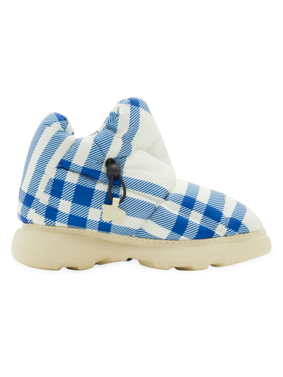 Shop Burberry Men's Check Pillow Boots In Knight Check