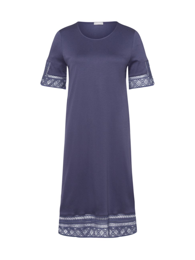 Shop Hanro Women's Jona Short-sleeve Nightgown In Nightshade