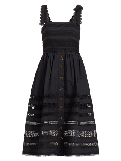 Shop Cara Cara Women's Nidhi Embroidered Stripe Midi-dress In Black