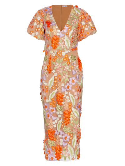 Shop Elliatt Women's Remix Floral Embroidered Midi-dress In Neutral