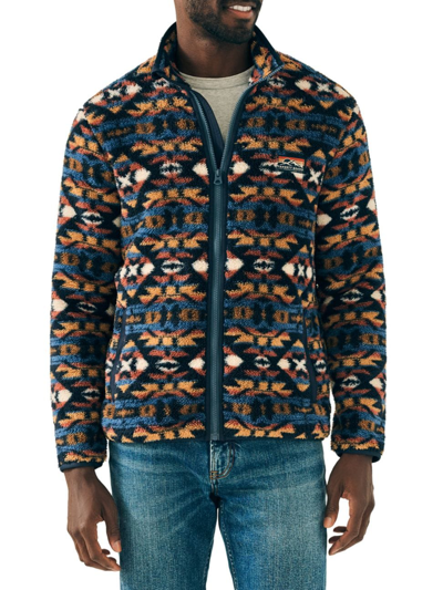 Shop Faherty Men's Geometric High Pile Fleece Zip-up Jacket In Four Eagles