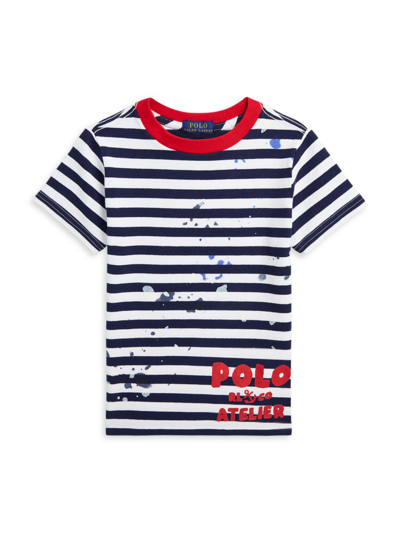 Shop Polo Ralph Lauren Little Boy's & Boy's Heavyweight Jersey Crewneck T-shirt In Newport Navy Multi