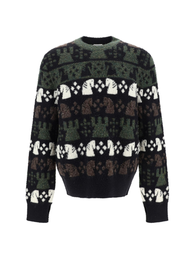 Shop Burberry Sweater In Black Ip Pat