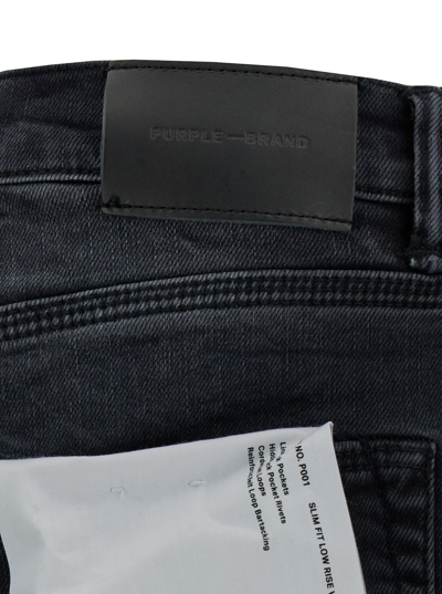 Shop Purple Brand Black Fitted Five-pocket Jeans In Crinkled Effect Denim Woman