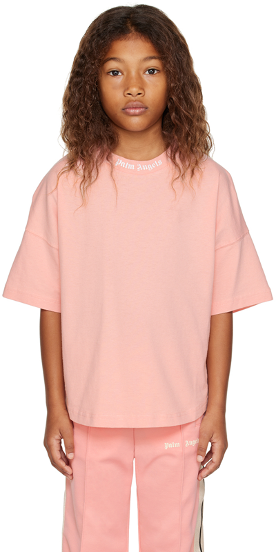 Shop Palm Angels Kids Pink Classic T-shirt In Pink White