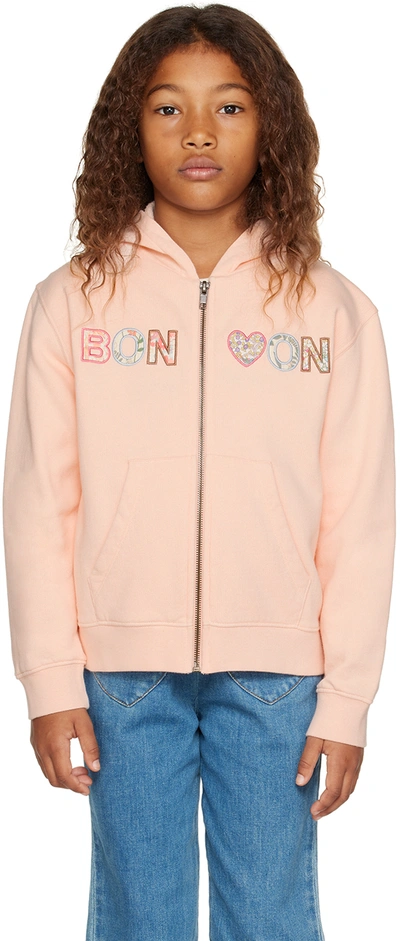 Shop Bonton Kids Pink Appliqué Hoodie In Anemone