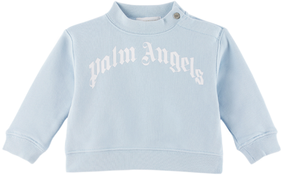 Shop Palm Angels Baby Blue Printed Sweatshirt In Blue White
