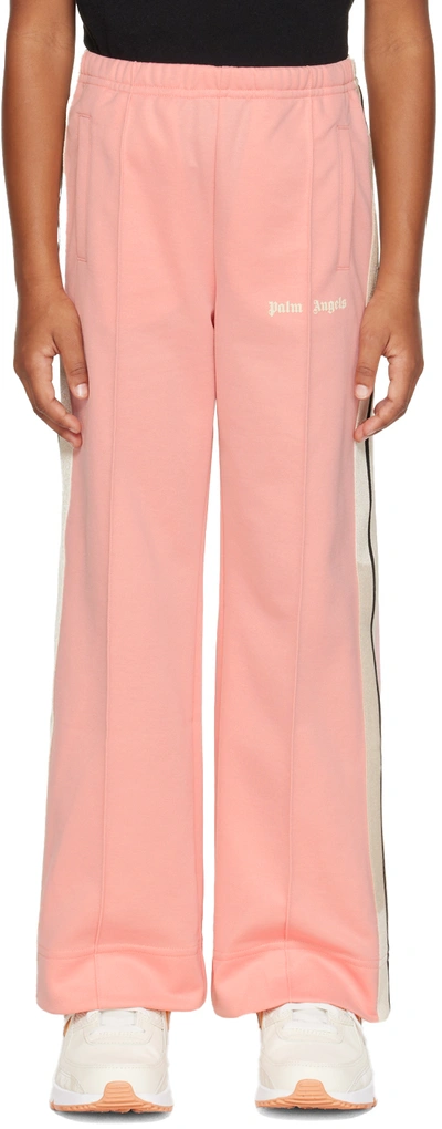 Shop Palm Angels Kids Pink Printed Track Pants In Pink White