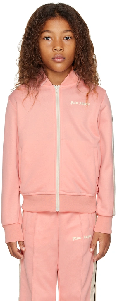 Shop Palm Angels Kids Pink Striped Track Jacket In Pink White