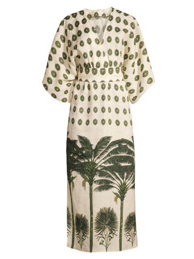 Shop Juan De Dios Women's Topacio Palm-print Maxi Dress In Cream Green Palms