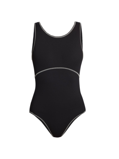 Shop Eres Women's Vitesse Contrast-stitch One-piece Swimsuit In Noir Silk