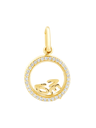 Shop 770 Fine Jewelry Women's 14k Yellow Gold, Glass & 0.2 Tcw Diamond Mini "love" Locket