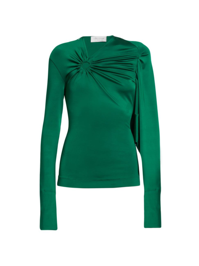 Shop Victoria Beckham Women's Gathered Circle Cut-out Top In Viridian