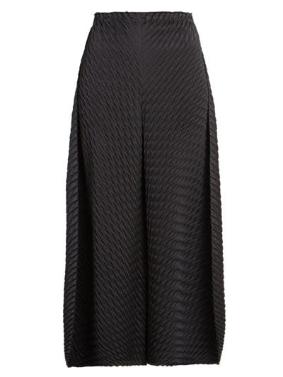 Shop Issey Miyake Women's Gleam Pleats Wide-leg Pants In Black