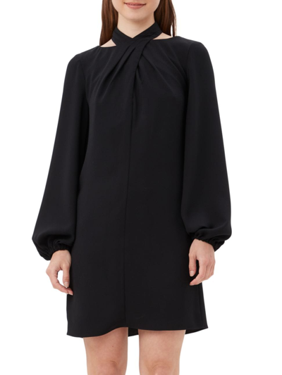Shop Trina Turk Women's Kanai Satin Blouson Minidress In Black