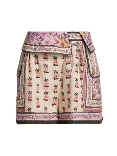 Shop Agua Bendita Women's Shopie Aguja Floral High-rise Shorts In Linen