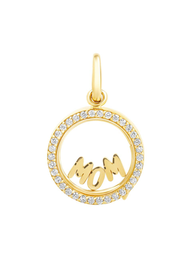 Shop 770 Fine Jewelry Women's 14k Yellow Gold, Glass & 0.2 Tcw Diamond Mini "mom" Locket
