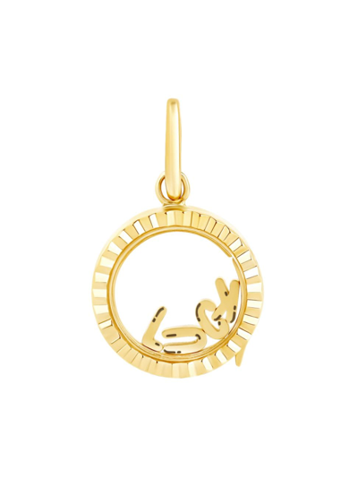 Shop 770 Fine Jewelry Women's 14k Yellow Gold & Glass Mini "luck" Locket