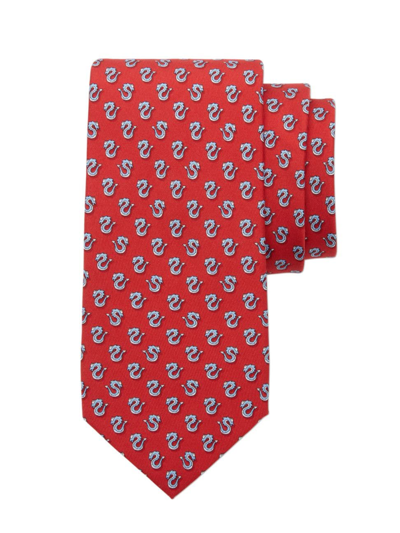 Shop Ferragamo Men's Red Dragon Silk Tie