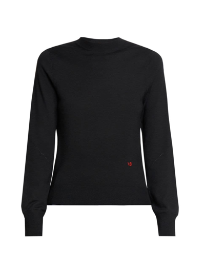Shop Victoria Beckham Women's Merino Wool Crewneck Sweater In Black