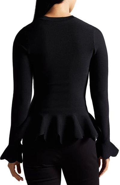 Shop Ted Baker Lillyyy Long Sleeve Peplum Top In Black
