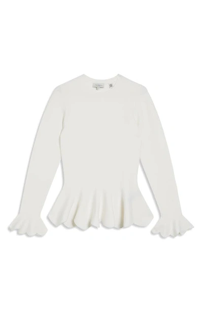 Shop Ted Baker Lillyyy Long Sleeve Peplum Top In Ivory